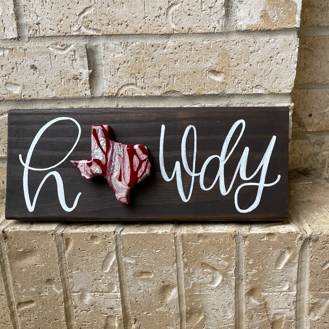 Hand Lettered Wall Hanging with Mini Acrylic Flow Texas 