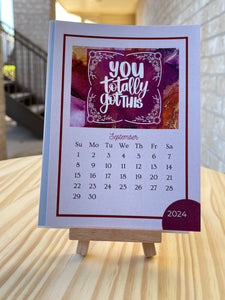 Hand Lettered Motivational Desk Calendar for 2024