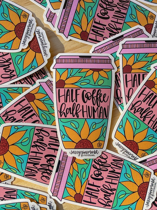 Half Human Half Coffee Sticker