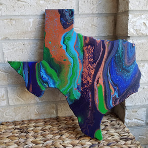 Texas Acrylic Flow Painting Large Blue & Green